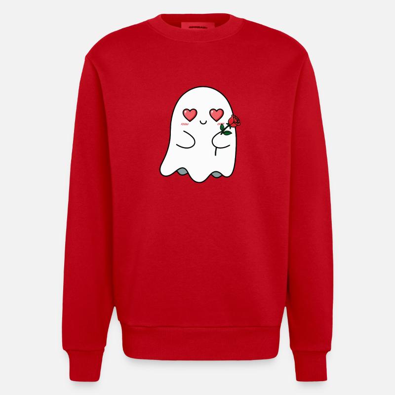 Geist mit Rose - Heavyweight Oversized Organic Crew Neck Made in EU - Rot