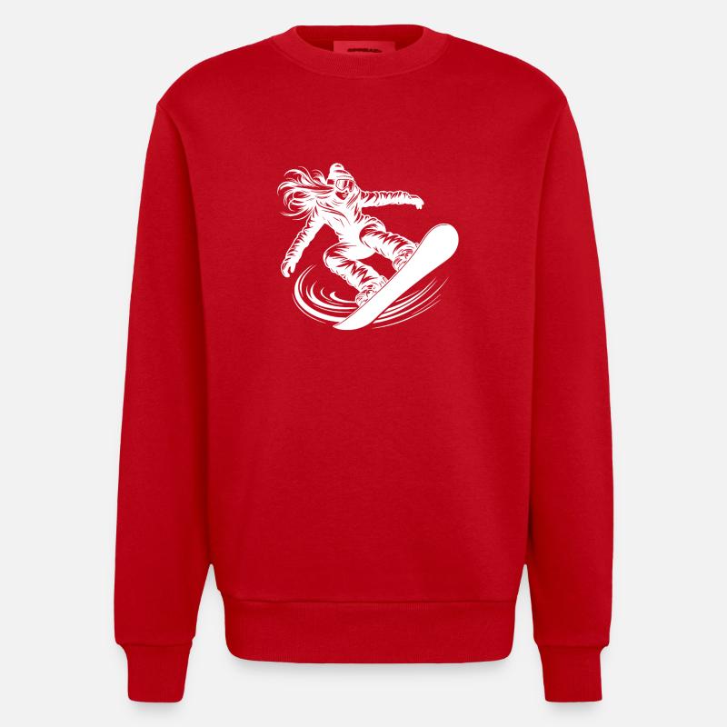 Cool snowboarder snowboarding with elegance - Heavyweight Oversized Organic Crew Neck Made in EU - red