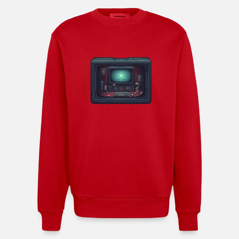 Computer im Computer - Heavyweight Oversized Organic Crew Neck Made in EU - Rot