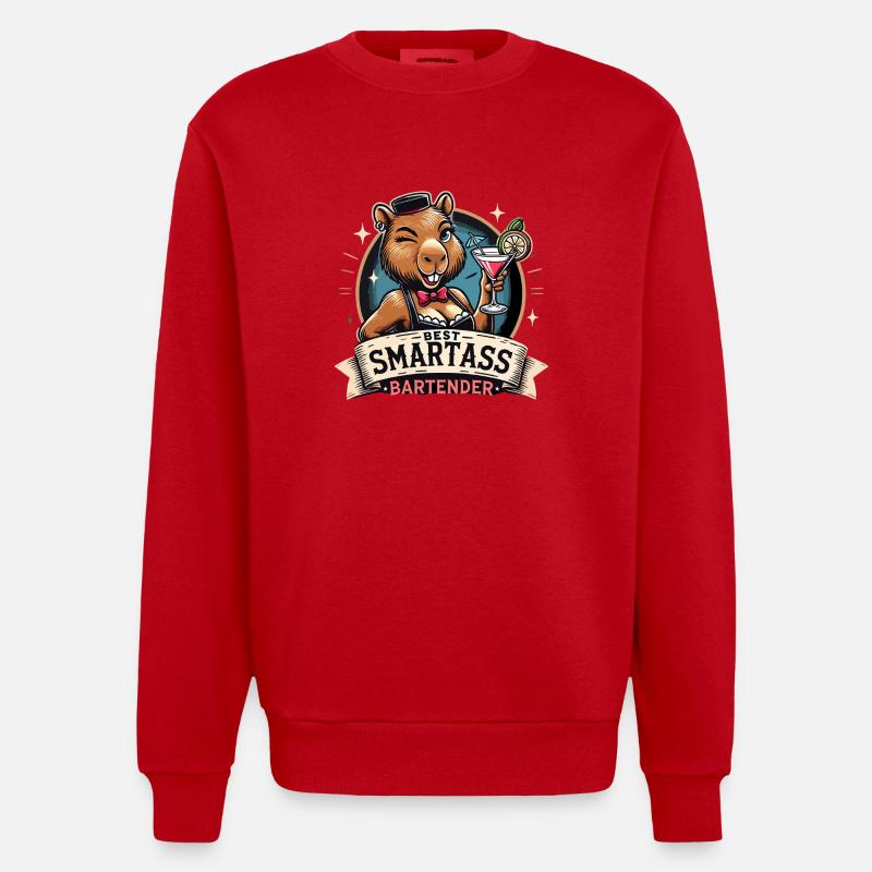 Barman Barmaid Capybara Capy Gift - Sweat bio épais oversize fabriqué en UE - rouge