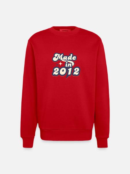 Made in 2012 retro - Heavyweight Oversized Organic Crew Neck Made in EU - red