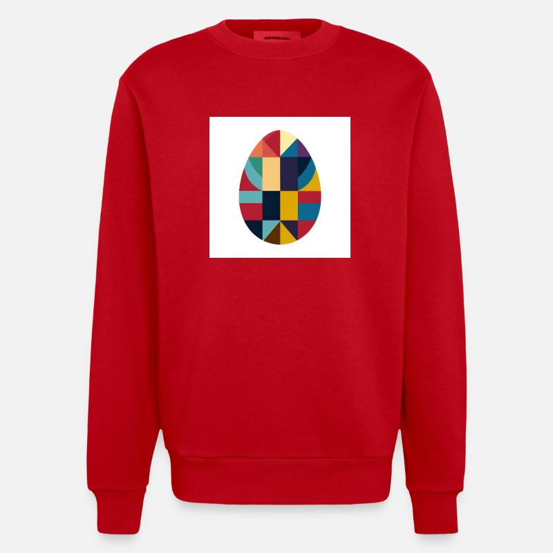 Easter Egg Design No.06 - Heavyweight Oversized Organic Crew Neck Made in EU - red