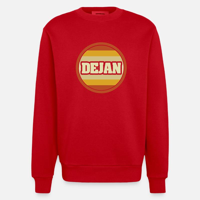 Dejan as a given name - Heavyweight Oversized Organic Crew Neck Made in EU - red