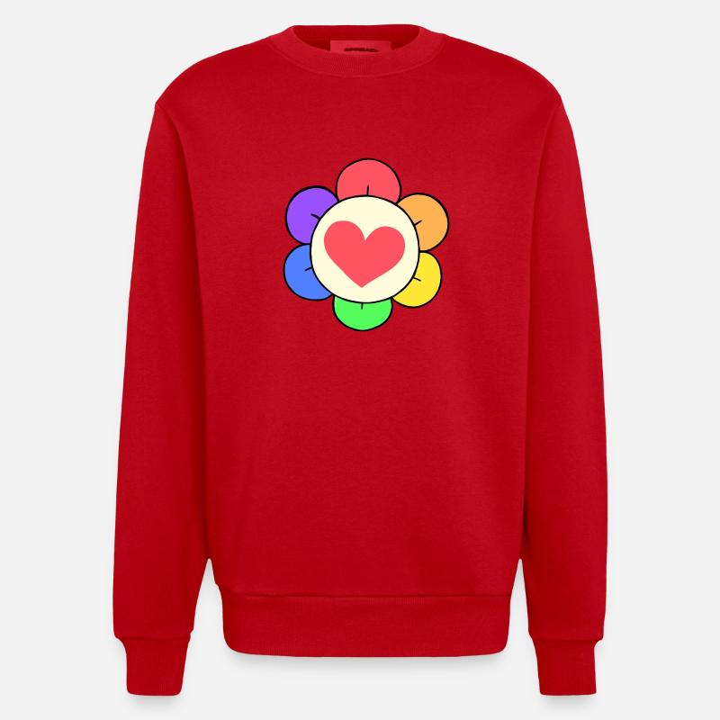 Dandy Regenbogenblume - Heavyweight Oversized Organic Crew Neck Made in EU - Rot