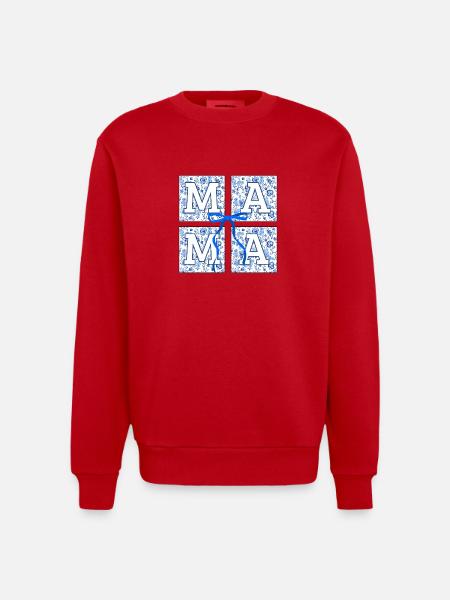 Mama Flowers - Mama Geschenkidee - Heavyweight Oversized Organic Crew Neck Made in EU - Rot