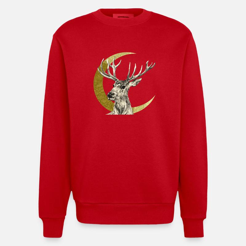 Deer - Heavyweight Oversized Organic Crew Neck Made in EU - red