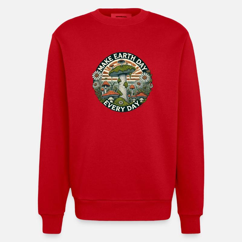 Make Earth Day Every Day - Heavyweight Oversized Organic Crew Neck Made in EU - red