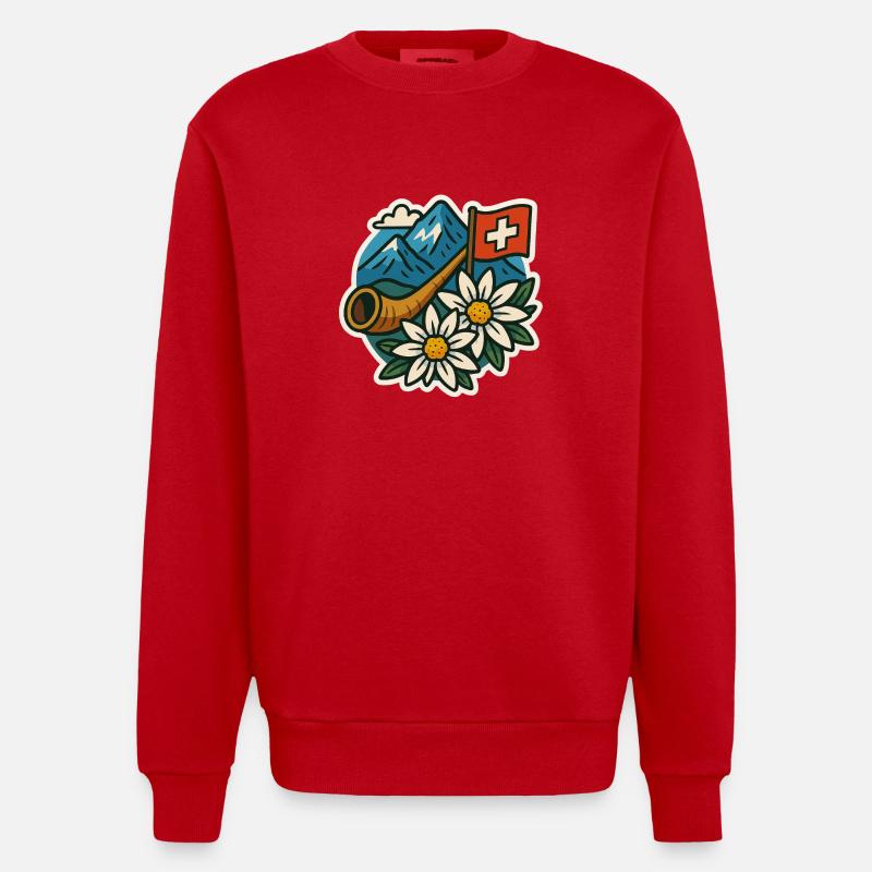 Schweizer tradition - Heavyweight Oversized Organic Crew Neck Made in EU - Rot