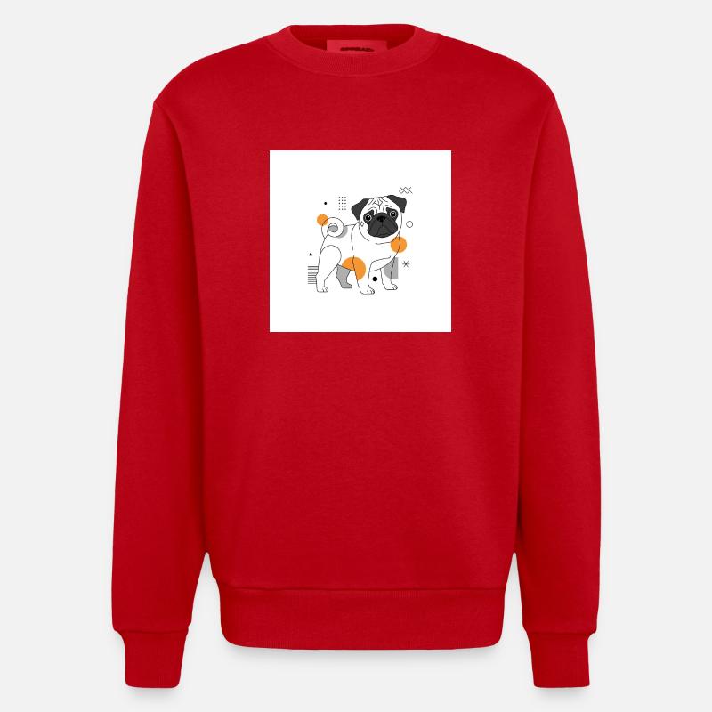 Mops Design - Heavyweight Oversized Organic Crew Neck Made in EU - Rot