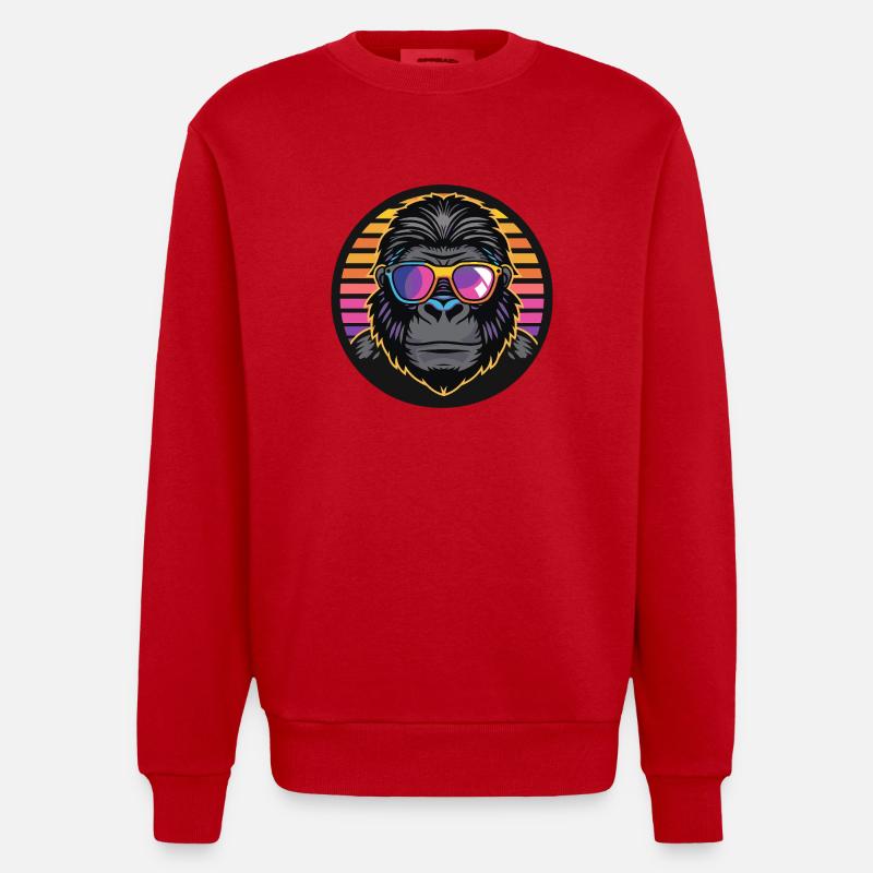 Gorilla Comic Cool - Heavyweight Oversized Organic Crew Neck Made in EU - Rot