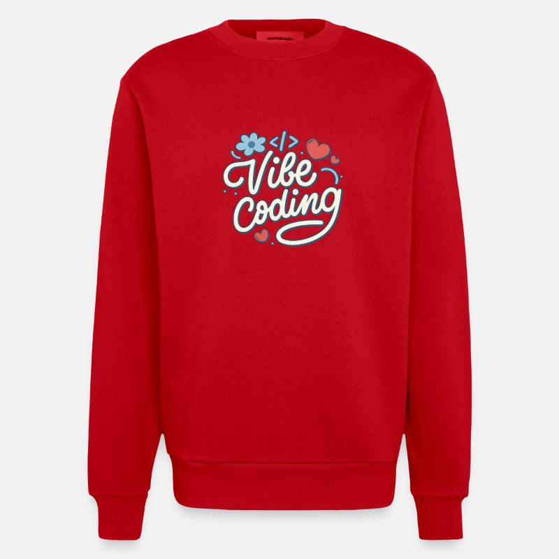 Vibe Coding - Heavyweight Oversized Organic Crew Neck Made in EU - red