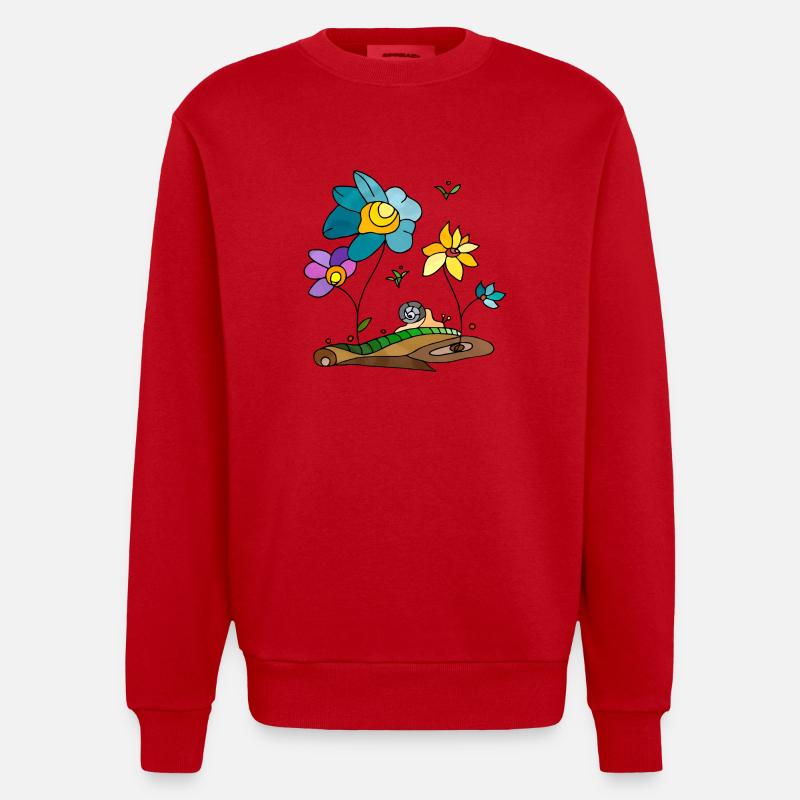 Fleur - Sweat bio épais oversize fabriqué en UE - rouge