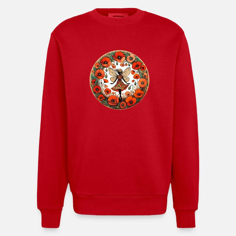 Fée Fleur De Coquelicot - Sweat bio épais oversize fabriqué en UE - rouge