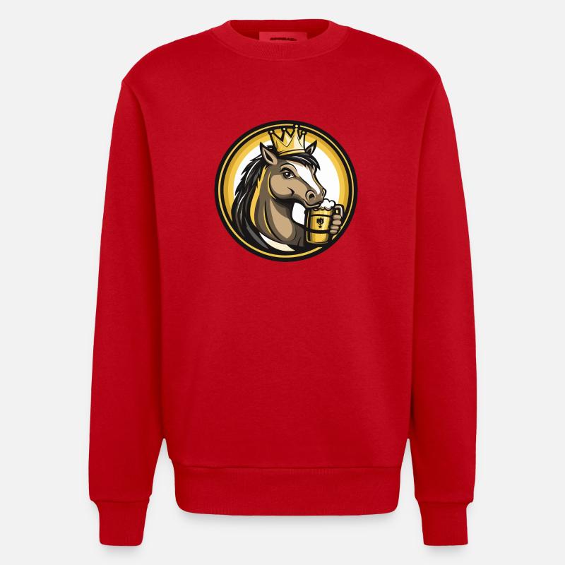 Pferd Bier Comic - Heavyweight Oversized Organic Crew Neck Made in EU - Rot