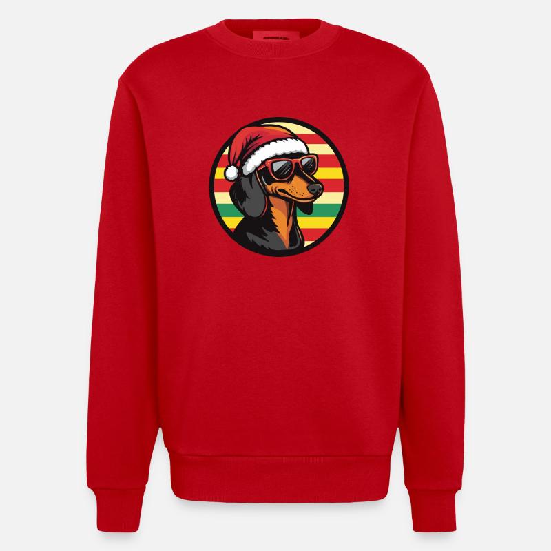 Teckel BadgerDog Noël Cool - Sweat bio épais oversize fabriqué en UE - rouge