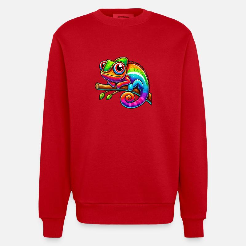 Bande dessinée caméléon - Sweat bio épais oversize fabriqué en UE - rouge