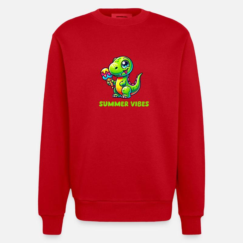 dino comic eis - Heavyweight Oversized Organic Crew Neck Made in EU - Rot
