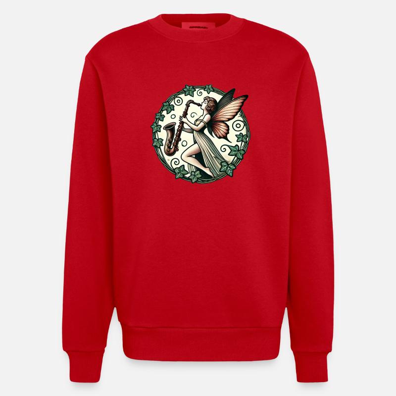 Fée du saxophone - Sweat bio épais oversize fabriqué en UE - rouge