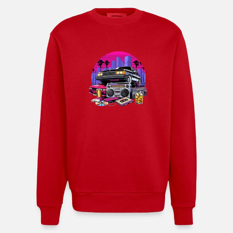 Kompaktkassette Ghettoblaster 90er Retro Geschenk - Heavyweight Oversized Organic Crew Neck Made in EU - Rot
