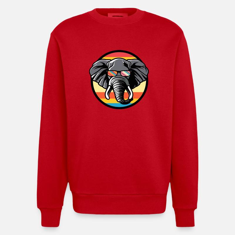 Elefant Comic Cool - Heavyweight Oversized Organic Crew Neck Made in EU - Rot