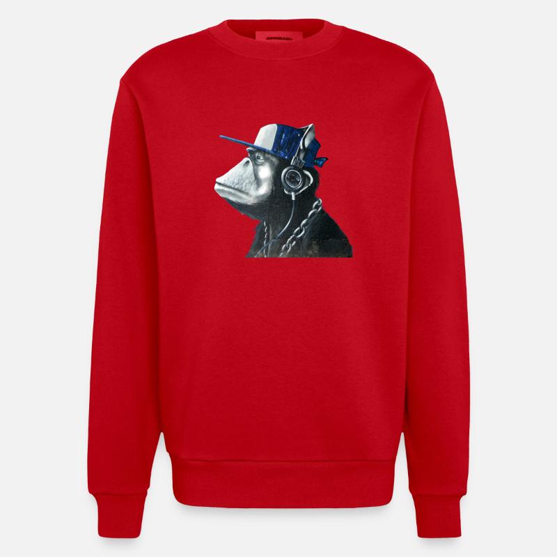Affe Graffiti von Custom - Heavyweight Oversized Organic Crew Neck Made in EU - Rot