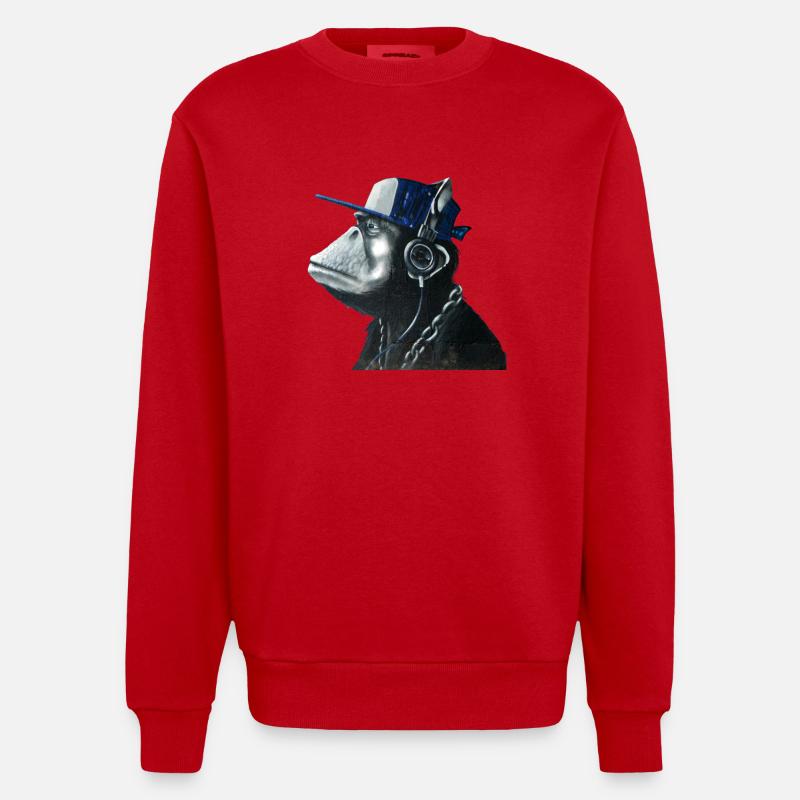 Affe Graffiti von Custom - Heavyweight Oversized Organic Crew Neck Made in EU - Rot