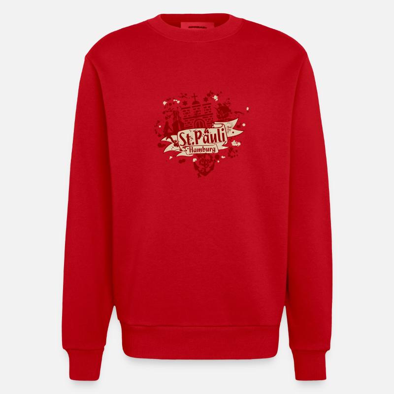 stpauli vector - Heavyweight Oversized Organic Crew Neck Made in EU - red