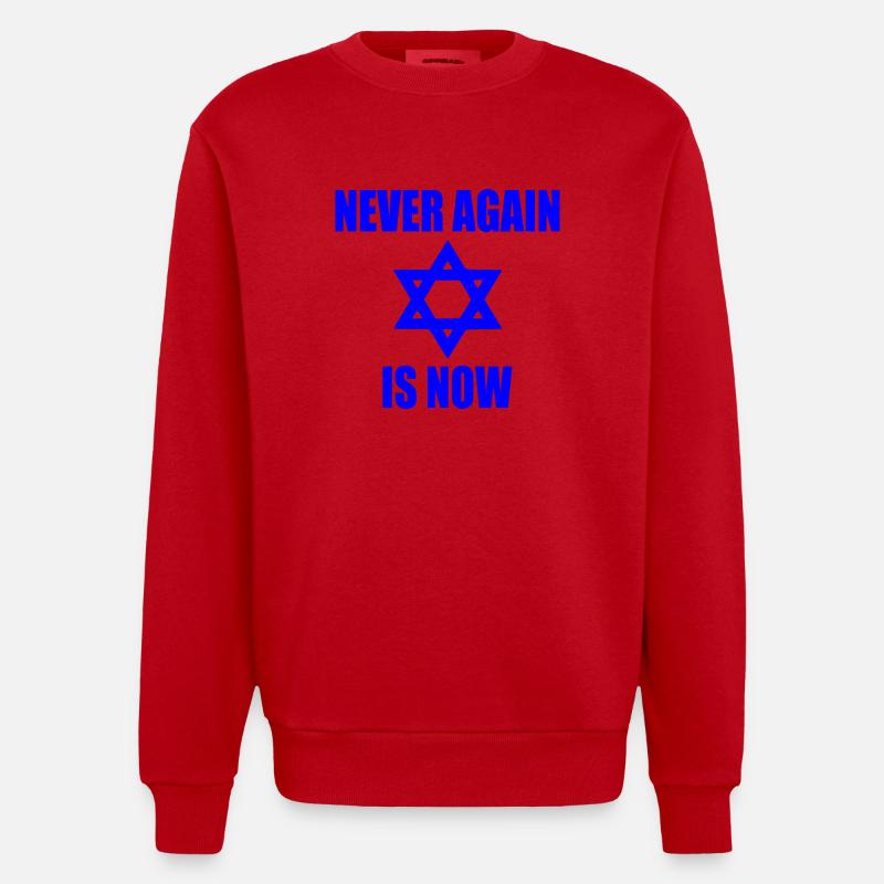 Never again is now - Sweat bio épais oversize fabriqué en UE - rouge
