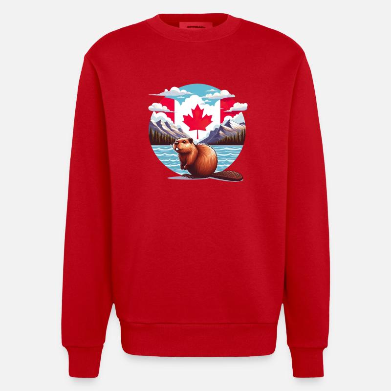 Canada Bieber 6 - Sweat bio épais oversize fabriqué en UE - rouge