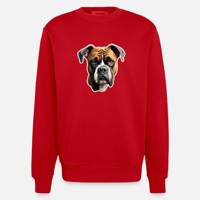 Boxer head - Heavyweight Oversized Organic Crew Neck Made in EU - red