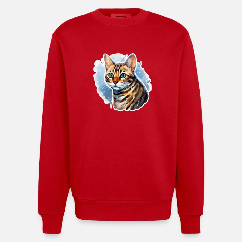 Chat Bengali - Sweat bio épais oversize fabriqué en UE - rouge