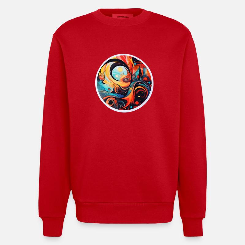 abstrakte Kunst - Heavyweight Oversized Organic Crew Neck Made in EU - Rot