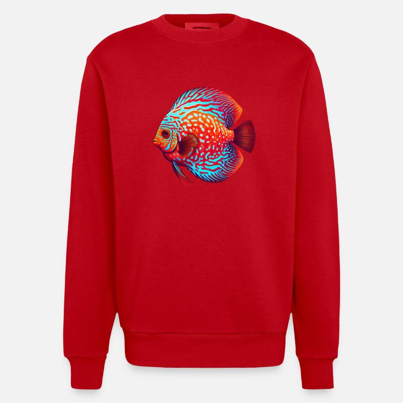 Diskusbuntbarsch rot - Heavyweight Oversized Organic Crew Neck Made in EU - Rot