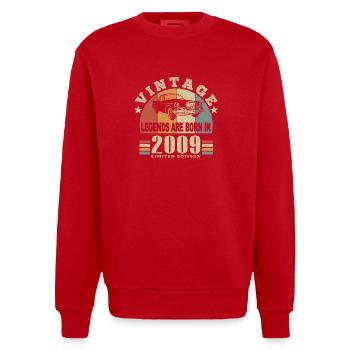Jahrgang 2009 Legende geboren - Heavyweight Oversized Organic Crew Neck Made in EU - Rot - Vorne - AI Model Female 172 light (172cm) & AI Model Male 178 light (178cm)