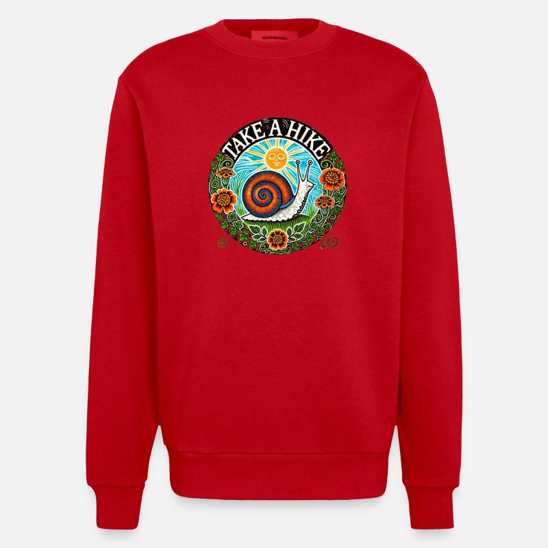 Wanderschnecke - Heavyweight Oversized Organic Crew Neck Made in EU - Rot