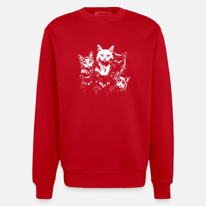 Équipe Cat - Sweat bio épais oversize fabriqué en UE - rouge