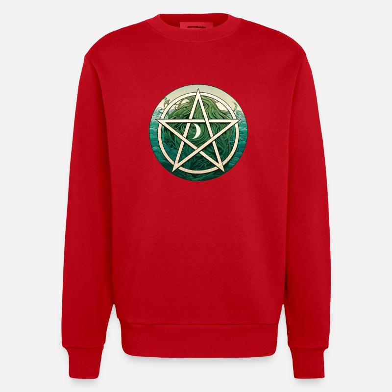 Pentacle vert - Sweat bio épais oversize fabriqué en UE - rouge