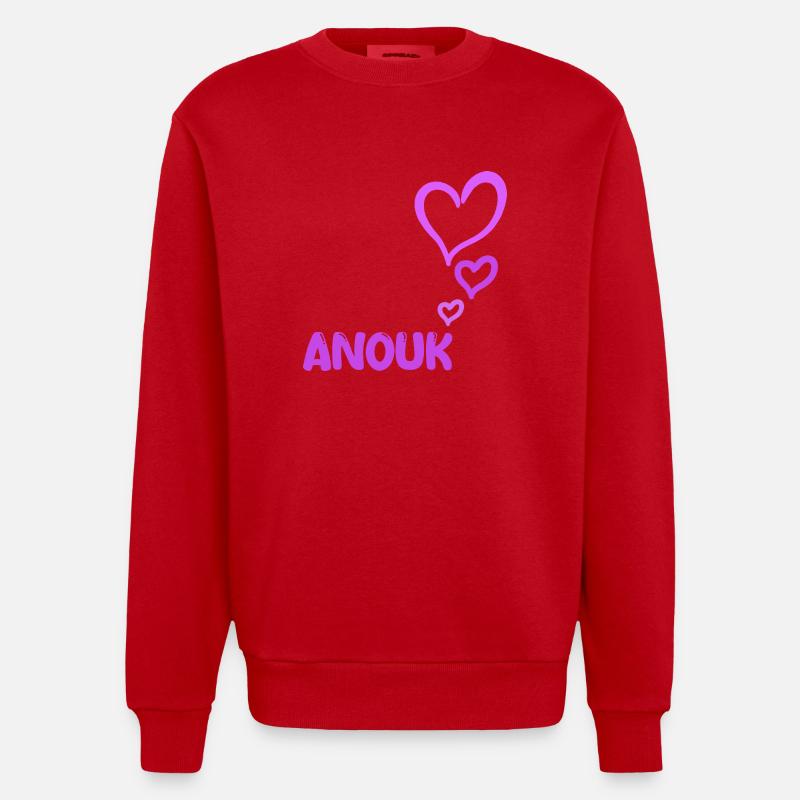 Gift for Anouk - Heavyweight Oversized Organic Crew Neck Made in EU - red