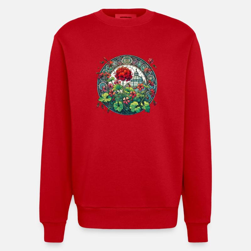 Géraniums - Sweat bio épais oversize fabriqué en UE - rouge