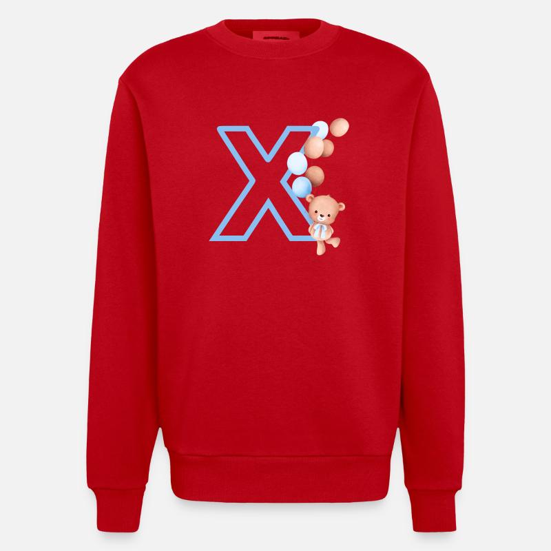 Blauer Buchstabe x Bär - Heavyweight Oversized Organic Crew Neck Made in EU - Rot