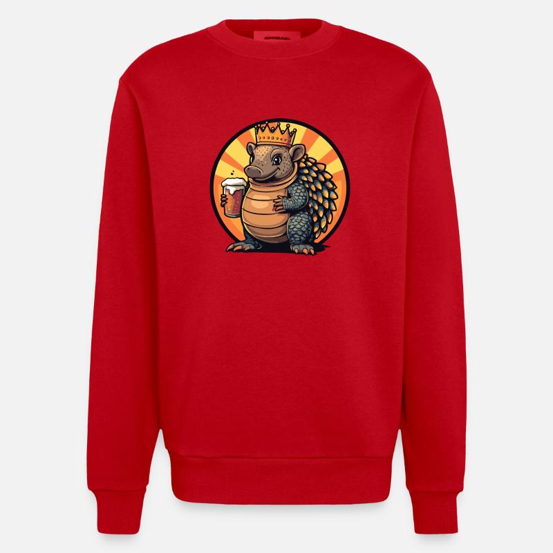 Gürteltier Bier Comic - Heavyweight Oversized Organic Crew Neck Made in EU - Rot