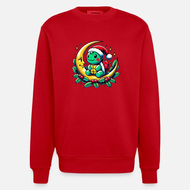 Christmas Turtle - Heavyweight Oversized Organic Crew Neck Made in EU - red