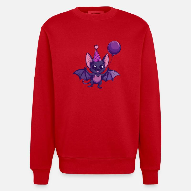 Bande dessinée d’anniversaire de chauve-souris - Sweat bio épais oversize fabriqué en UE - rouge