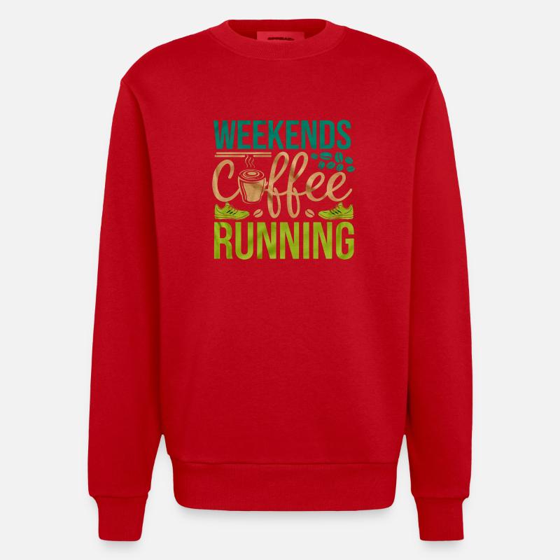 Weekends Coffee Running 6 - Heavyweight Oversized Organic Crew Neck Made in EU - Rot