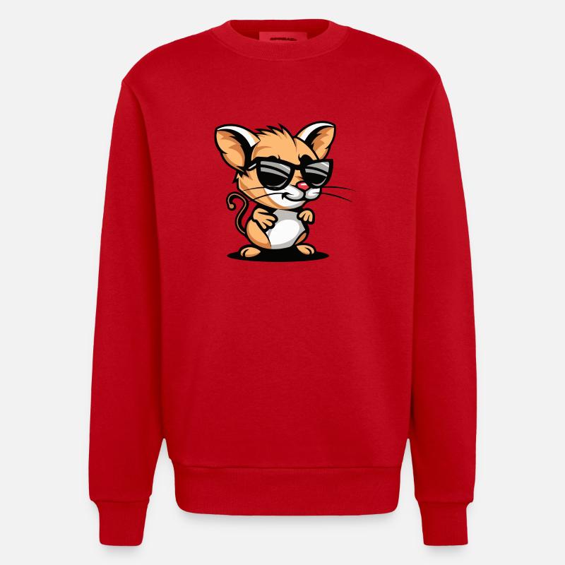 Maus Comic Cool - Heavyweight Oversized Organic Crew Neck Made in EU - Rot