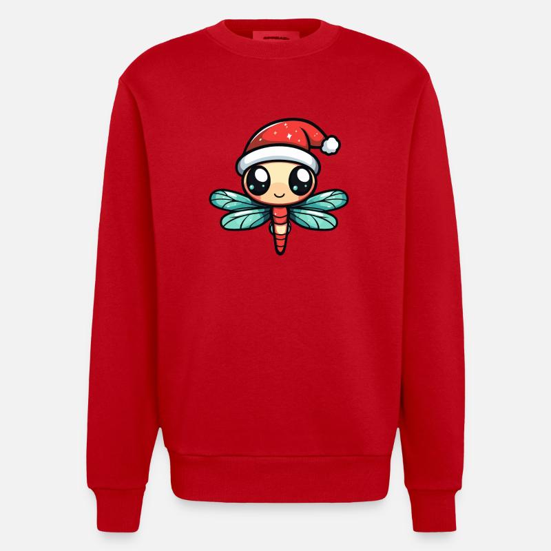 Libellule Noël mignon - Sweat bio épais oversize fabriqué en UE - rouge