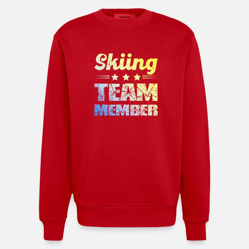 Équipe de ski - Sweat bio épais oversize fabriqué en UE - rouge