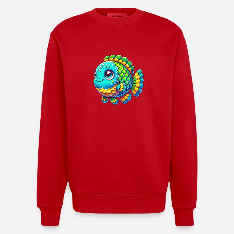 Bande dessinée de poisson - Sweat bio épais oversize fabriqué en UE - rouge