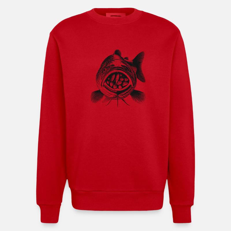 Fisch - Heavyweight Oversized Organic Crew Neck Made in EU - Rot