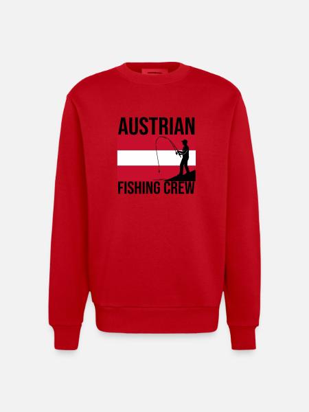 Austrian Fishing Crew Angler Shirt - Heavyweight Oversized Organic Crew Neck Made in EU - red